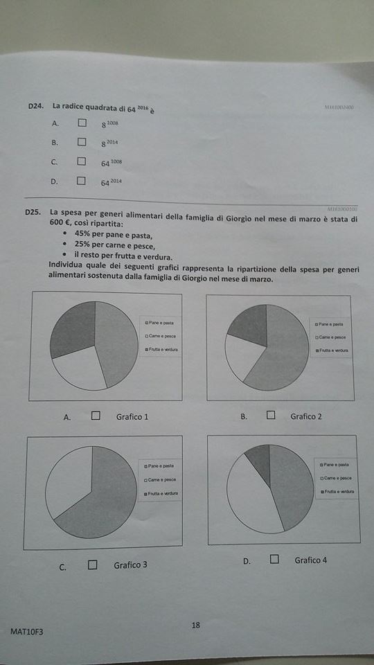 Tracce Test Invalsi 2016 superiori: matematica