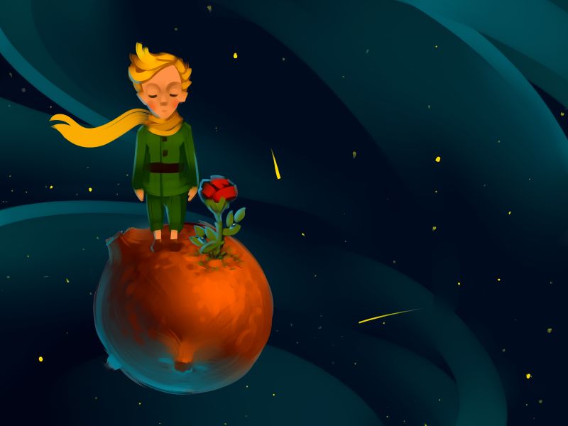 Рисунок маленький принц и планеты