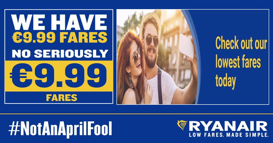 Ryanair offre voli a prezzi stracciati: 