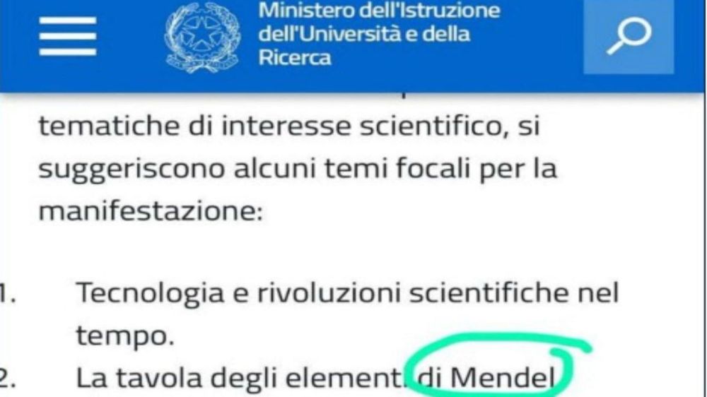 Gaffe sul sito del Miur: la tavola di Mendeleev diventa 