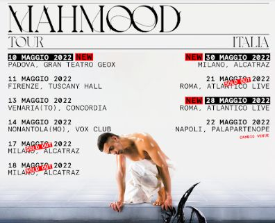 Concerti Mahmood 2022: date, biglietti e scaletta