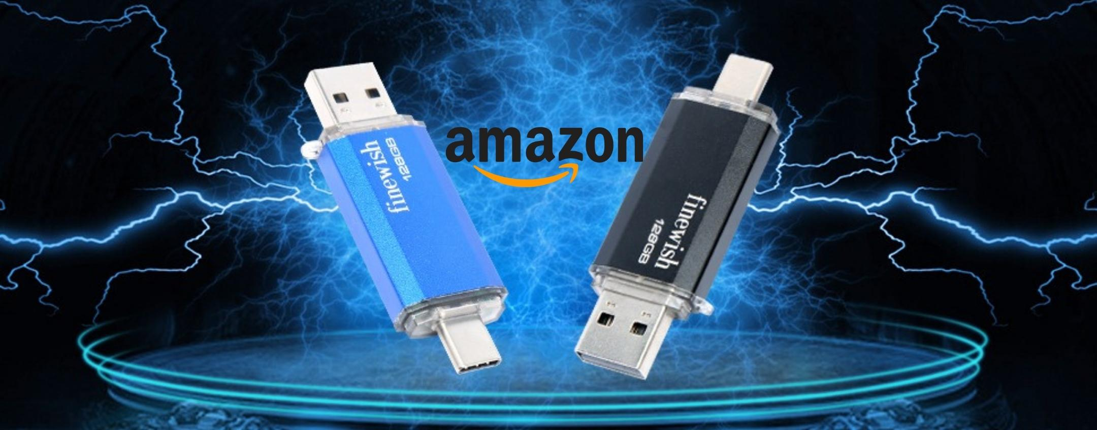 Chiavetta USB 2 in 1 da 128 GB: prezzo IMBATTIBILE su Amazon
