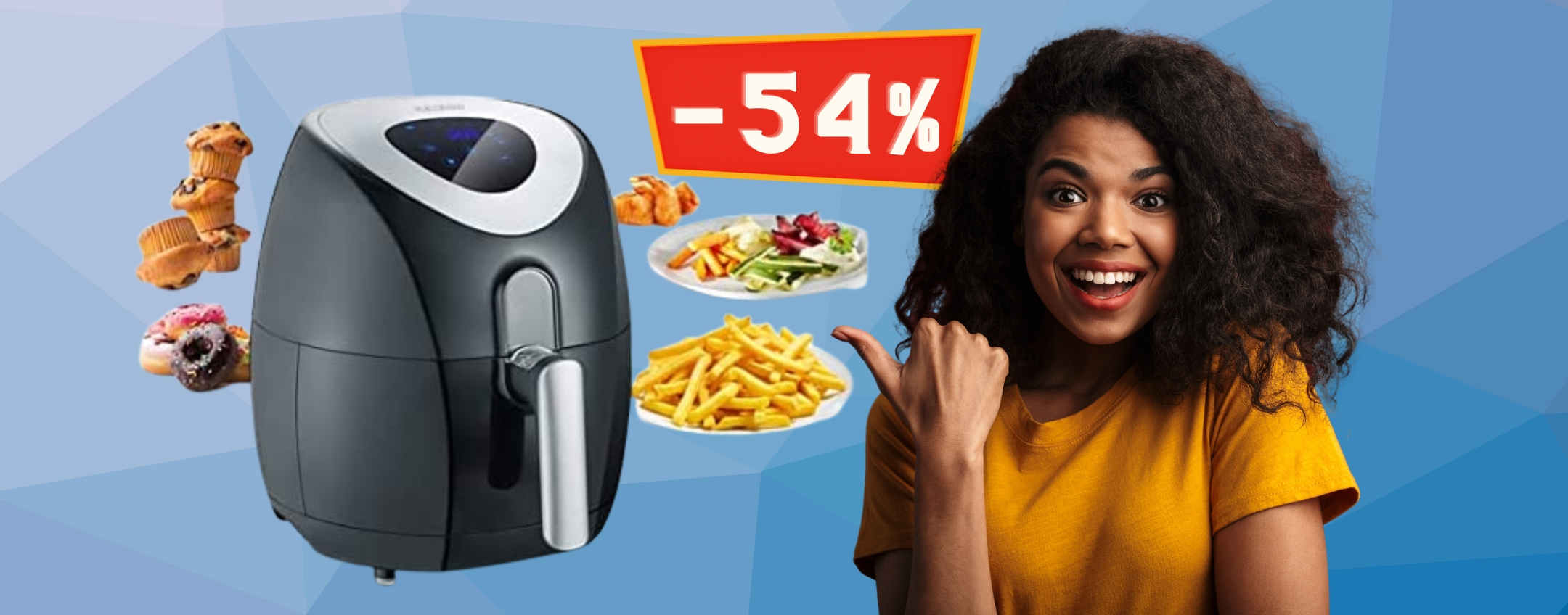 Friggitrice ad aria a un PREZZO mai visto, SCONTO del 54% (Amazon)