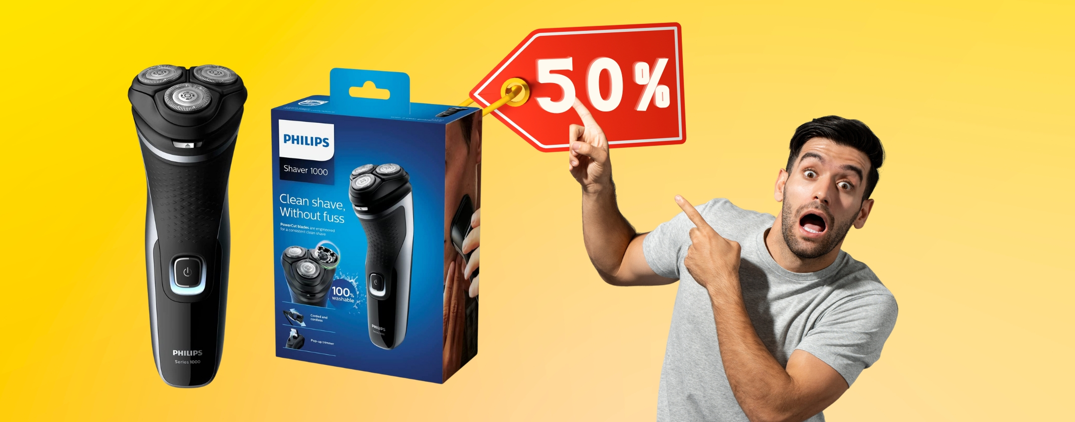 Philips Shaver series 1000: Amazon TAGLIA il PREZZO (-50%)