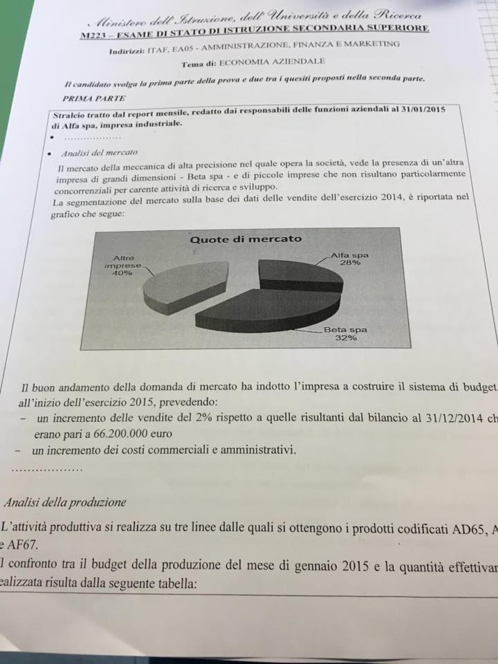 Soluzione seconda prova economia aziendale 2017