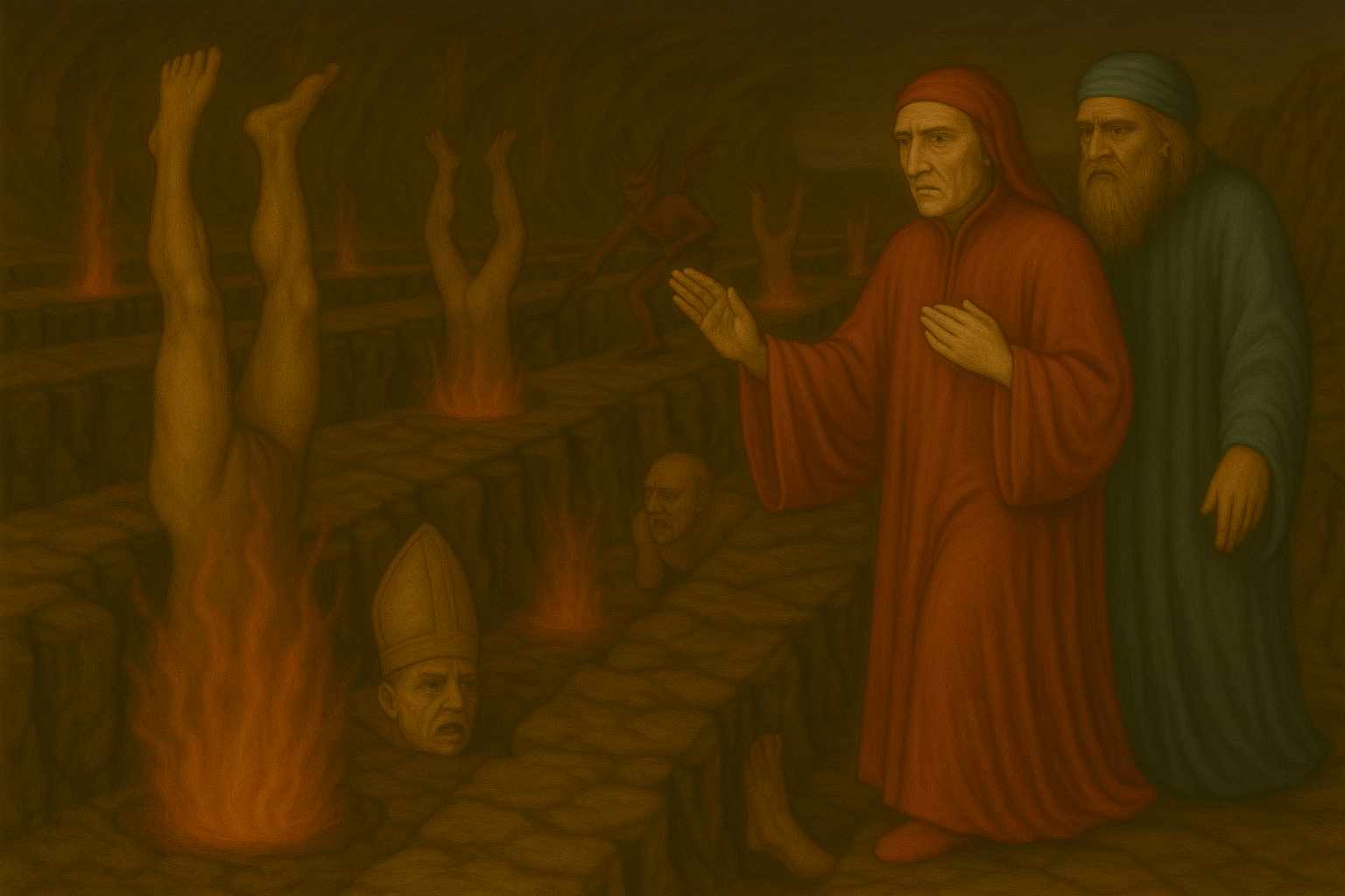 Divina Commedia, Canto 19 Inferno: testo, parafrasi e figure retoriche