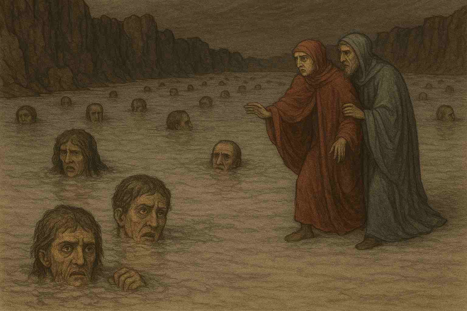 Divina Commedia, Canto 32 Inferno: testo, parafrasi e figure retoriche