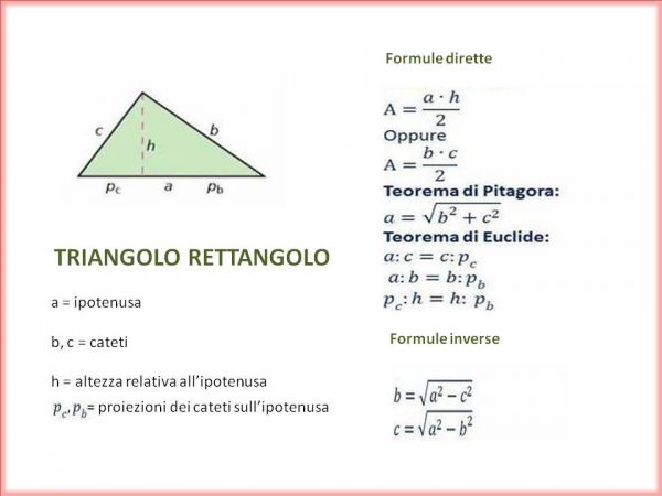 formule geometria piana terza media: il triangolo rettangolo