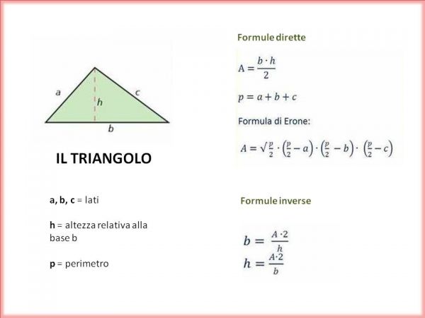formule geometria piana terza media: il triangolo