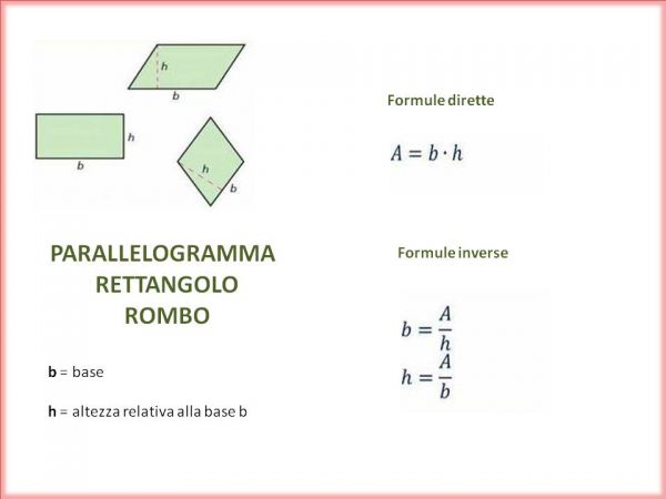 formule geometria piana terza media: parallelogramma