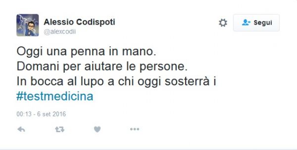 Test Medicina 2016: auguri su twitter