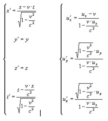 trasformazioni di lorentz