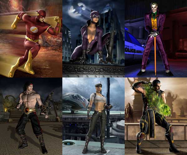 Alcuni personaggi: Flash, Catwoman, Joker, Liu Kang, Sonya e Shang Tsung 